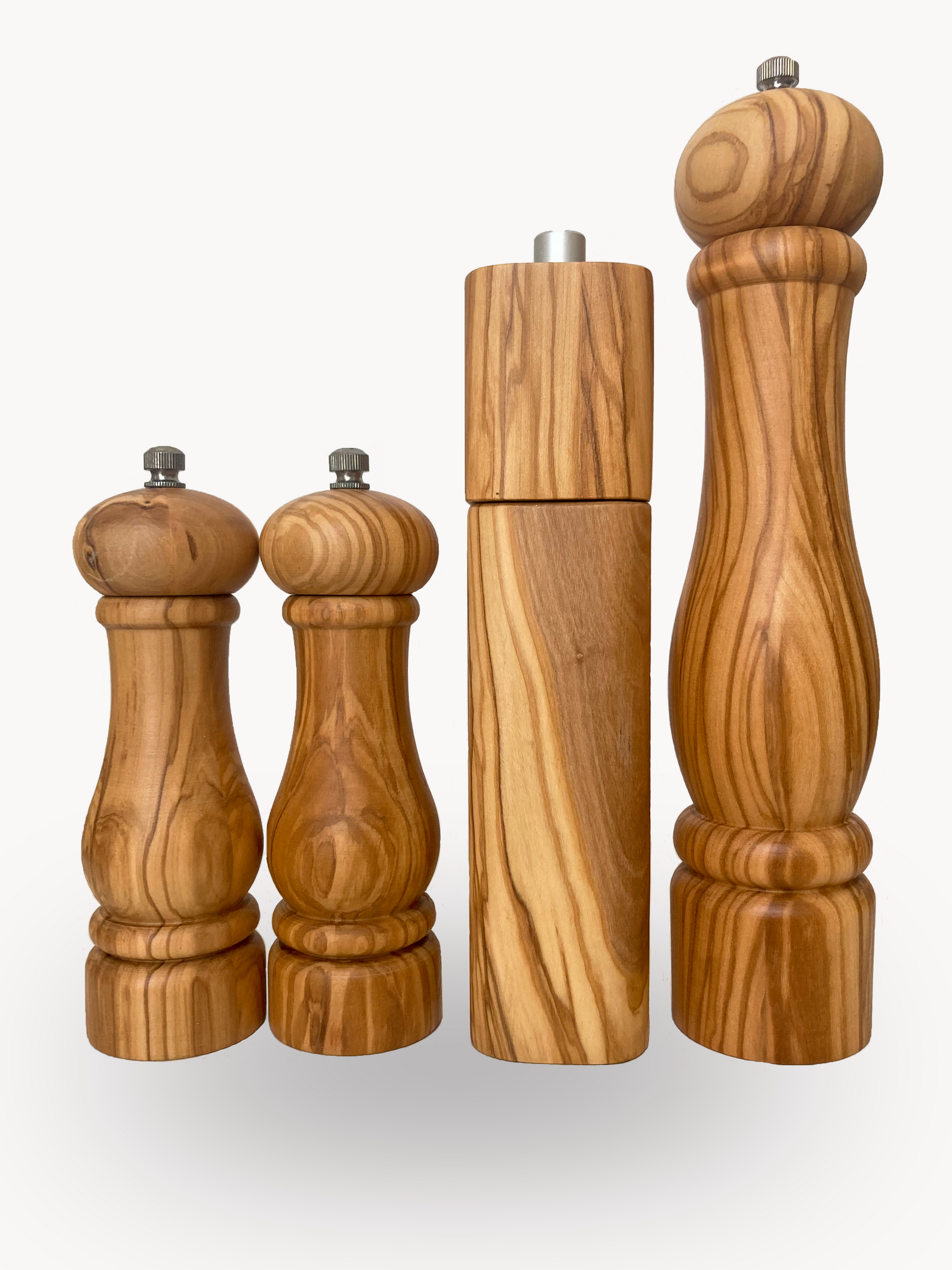 Salt and Pepper Mill Grinder Set, Acrylic with Olive Wood Top